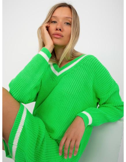 E-shop Fuchsiový a ecru voľný sveter z pruhovanej pleteniny
