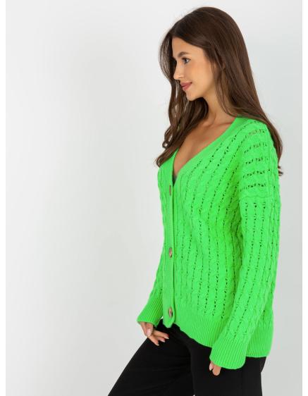 E-shop Fluorescenčný zelený prešívaný sveter s pleteným vzorom RUE PARIS