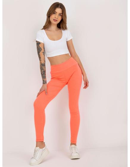 E-shop Fluorescenčné oranžové pruhované basic legíny s vysokým pásom