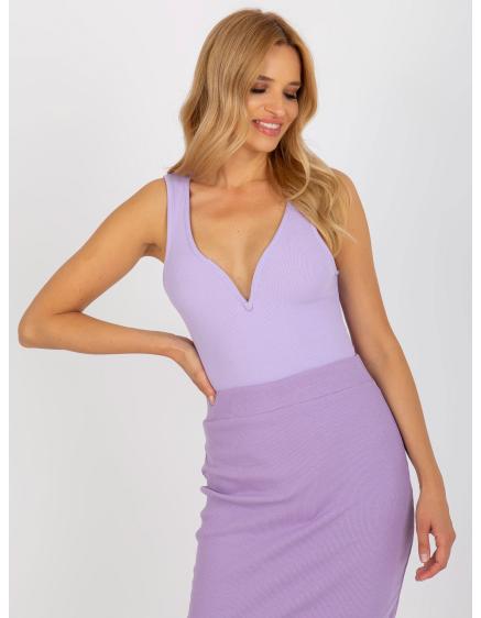E-shop Svetlo fialové pruhované basic body s výstrihom do V