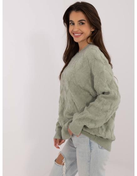 E-shop Fluorescenčný ružový a ecru oversized pruhovaný sveter so stojatým golierom RUE PARIS