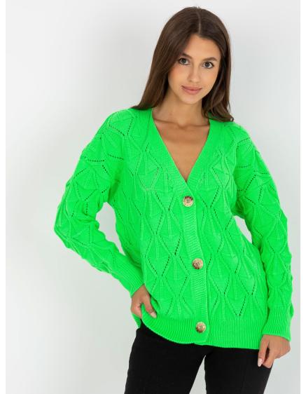 E-shop Fluorescenčný zelený sveter s priehľadným vzorom RUE PARIS