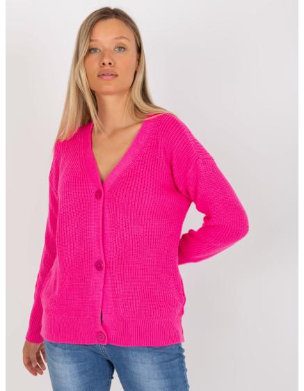 E-shop Fluorescenčný ružový sveter s gombíkmi RUE PARIS