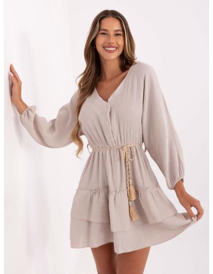 E-shop Béžové boho mušelínové šaty