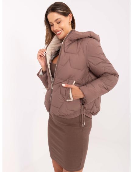 Hnedá dámska bunda s manžetami