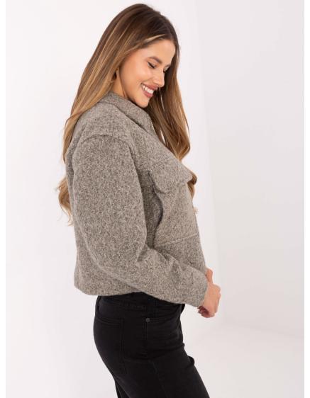 Sivá bouclé bunda s golierom SUBLEVEL