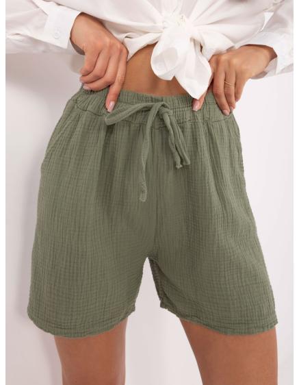 E-shop Letné šortky z mušelínu v farbe khaki