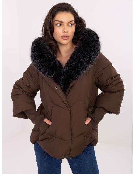 Hnedá zimná bunda s odnímateľnou kožušinou