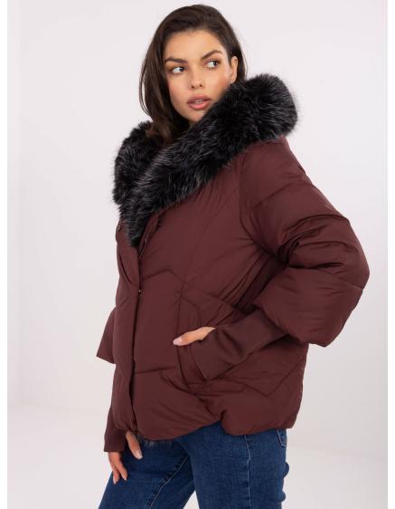 Burgundská bunda s kapucňou