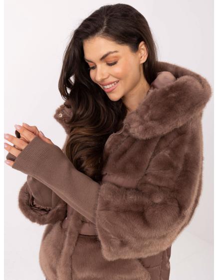 Hnedá zimná bunda s odnímateľnými manžetami