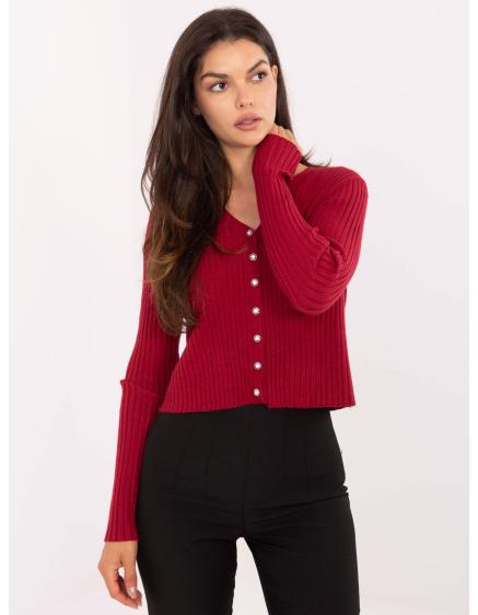 E-shop Burgundský sveter s pruhmi