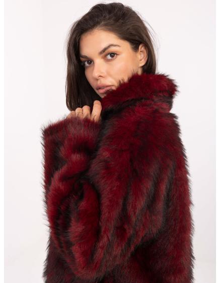 Burgundská kožušinová bunda s vreckami RUE PARIS