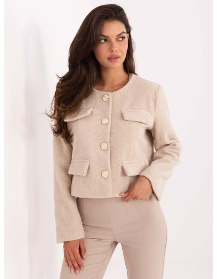 Svetlo béžový kabát s ozdobnými gombíkmi RUE PARIS