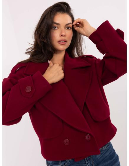 Burgundský krátky kabát s podšívkou RUE PARIS