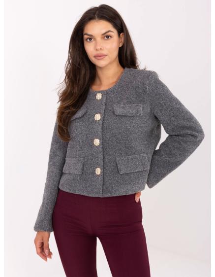 E-shop Tmavošedá elegantná bunda s podšívkou RUE PARIS