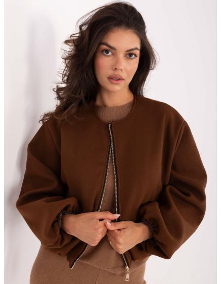 Hnedá bunda s nafúknutými rukávmi RUE PARIS