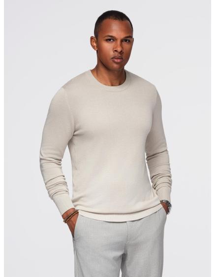 Pánsky sveter s okrúhlym výstrihom z elastického úpletu s klas...