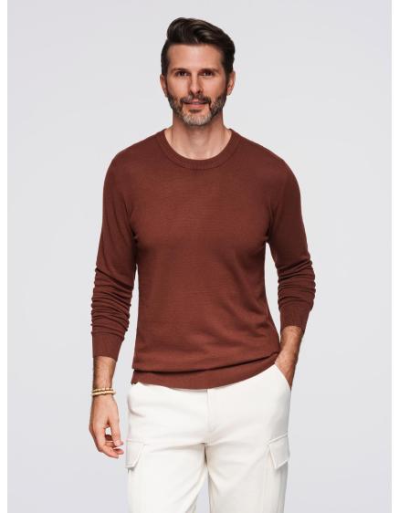 Pánsky sveter s okrúhlym výstrihom z elastického úpletu s klas...