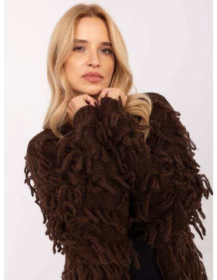 E-shop Hnedý dámsky sveter v boho štýle RUE PARIS