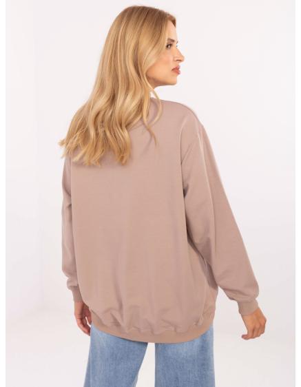 E-shop Tmavobežová dámska mikina s polokapucňou BASIC FEEL GOOD