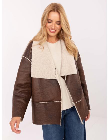 Hnedá dámska bunda bez zapínania