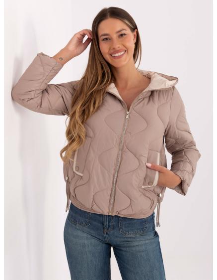 Tmavo béžová prechodná bunda so stiahnuteľnými manžetami