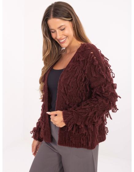 E-shop Burgundský kardigán v štýle boho RUE PARIS