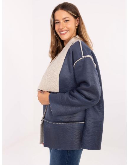 Námornícka modrá dámska bunda s medvedíkovou podšívkou