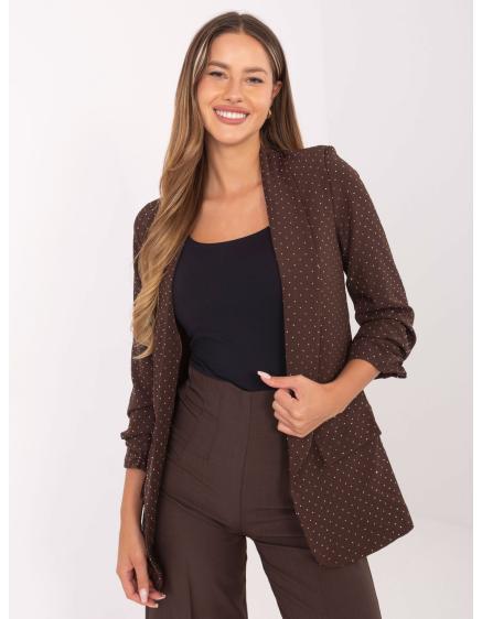 E-shop Hnedá elegantná bunda s kamienkami