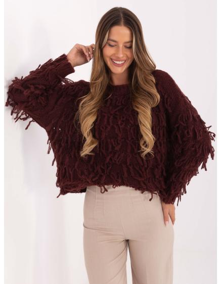 E-shop Burgundský oversized sveter v boho štýle RUE PARIS