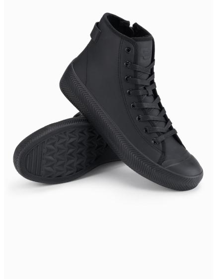 Pánske vysoké tenisky so zipsom pre ľahké obúvanie – čierne V1 OM-FOTH-0184