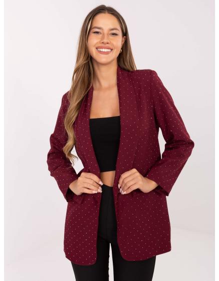 E-shop Burgundská elegantná bunda s aplikáciami RUE PARIS