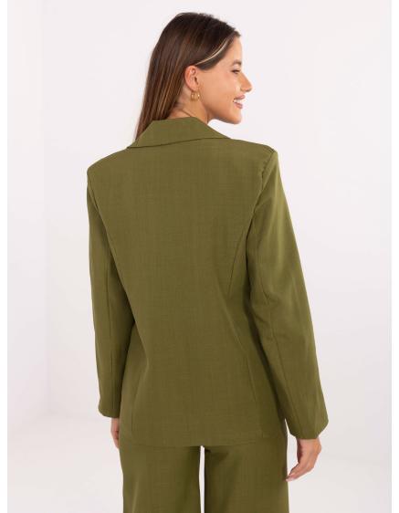 Olivová dámska bunda s brošňou RUE PARIS