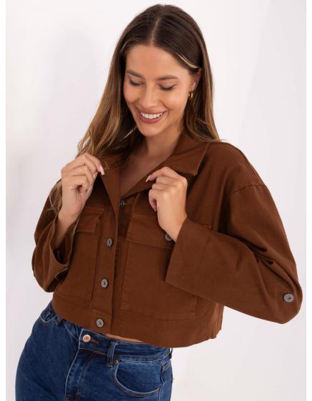 Svetlohnedá džínsová bunda s golierom RUE PARIS