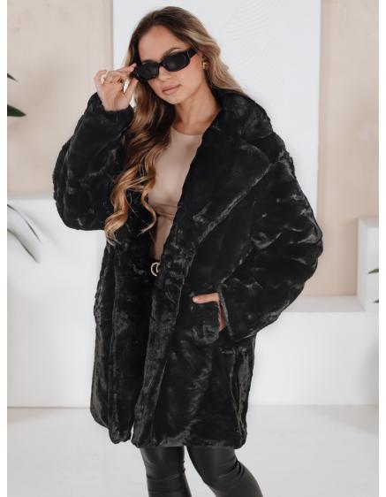 Dámska zimná bunda s kožušinou, čierna