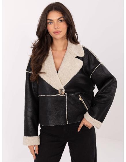 Čierna krátka bunda s gombíkovým zapínaním