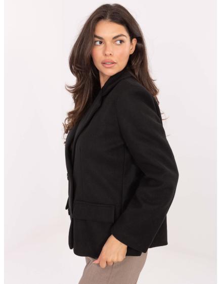 Čierny kabát s dvojradovým zapínaním RUE PARIS