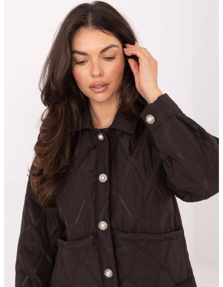 Čokoládová prešívaná bunda s vreckami RUE PARIS