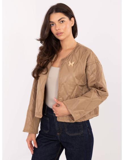 Camelová prešívaná bunda bez kapucne RUE PARIS