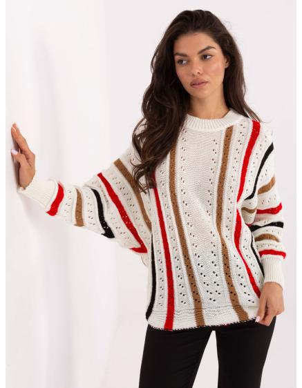 E-shop Ekru oversized sveter s priehľadným vzorom