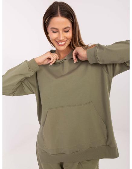 E-shop Khaki mikina s kapucňou a rozparkami