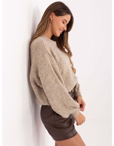 E-shop Béžový oversized sveter s nafúknutými rukávmi
