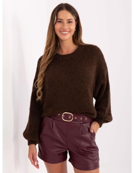 E-shop Tmavohnedý dámsky oversized vlnený sveter