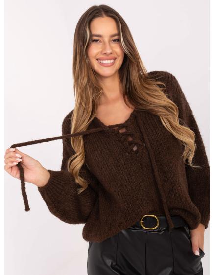E-shop Hnedý oversized sveter v jednolitej farbe
