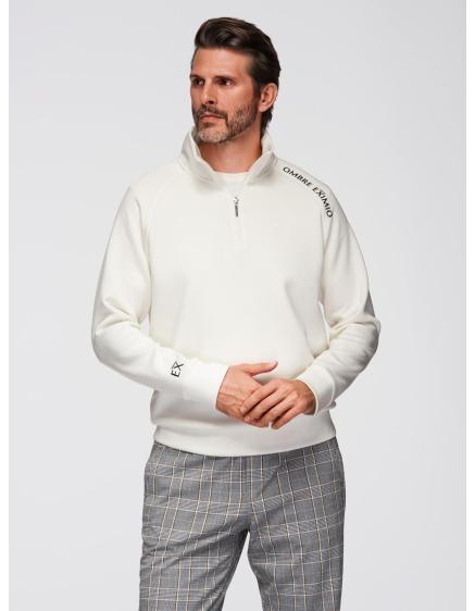 Pánska mikina s vysokým golierom bez gombíkov a kontrastným po...