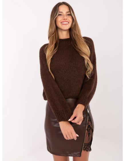 E-shop Hnedý oversized sveter s okrúhlym výstrihom.
