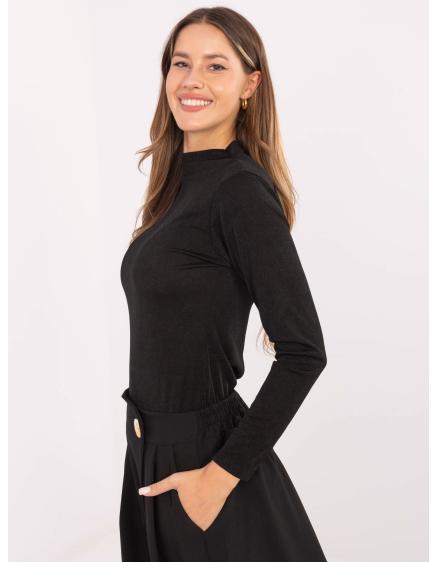 E-shop Čierna priliehavá blúzka s dlhými rukávmi RUE PARIS.