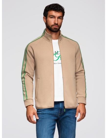 Pánska mikina bez gombíkov s lemovaním a vysokým golierom – hn...