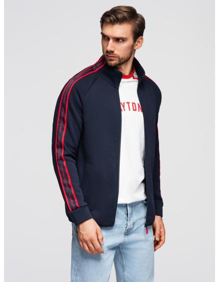 Pánska mikina bez gombíkov s lemovaním a vysokým golierom – tm...