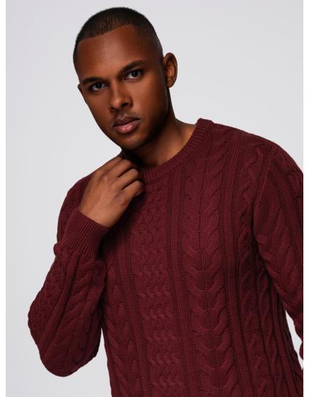 Elegantný pánsky sveter so zaujímavou väzbou – gaštanovo hnedý...